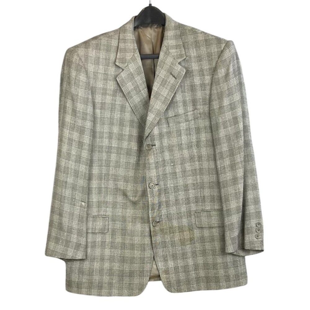 Daniel Hechter Men 42R Plaid Blazer Jacket Gray Wool Viscose 3 Button Costa Rica